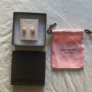 Kate Spade White Glitter Stud Earrings NWT